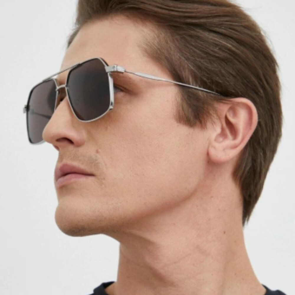 NEW AM0372S 001 ALEXANDER MCQUEEN BLACK PILOT MEN SUNGLASSES